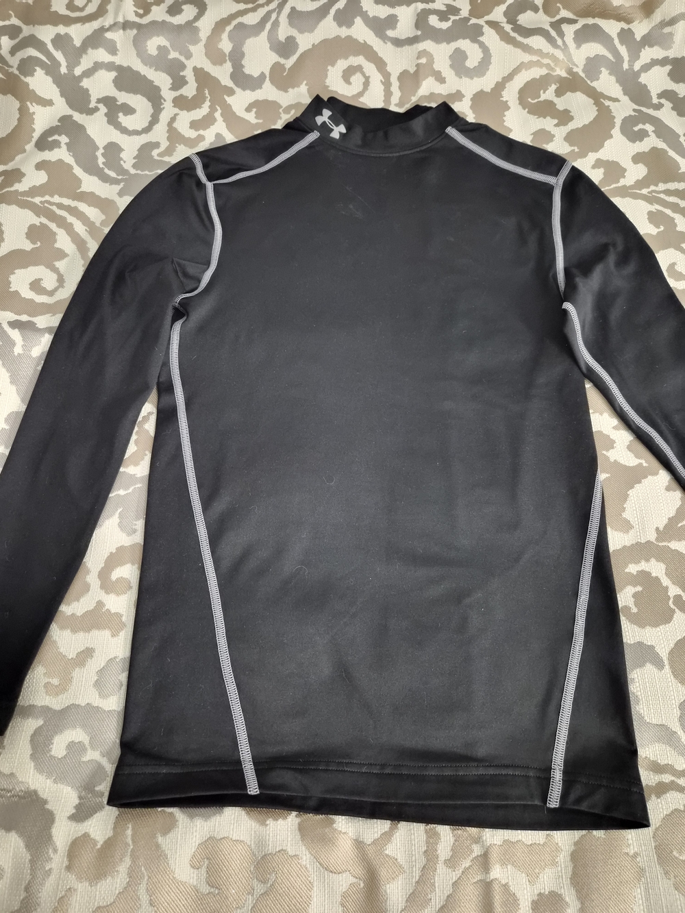 Under Armour Black Compression Long Sleeve Top with Gray Stitching